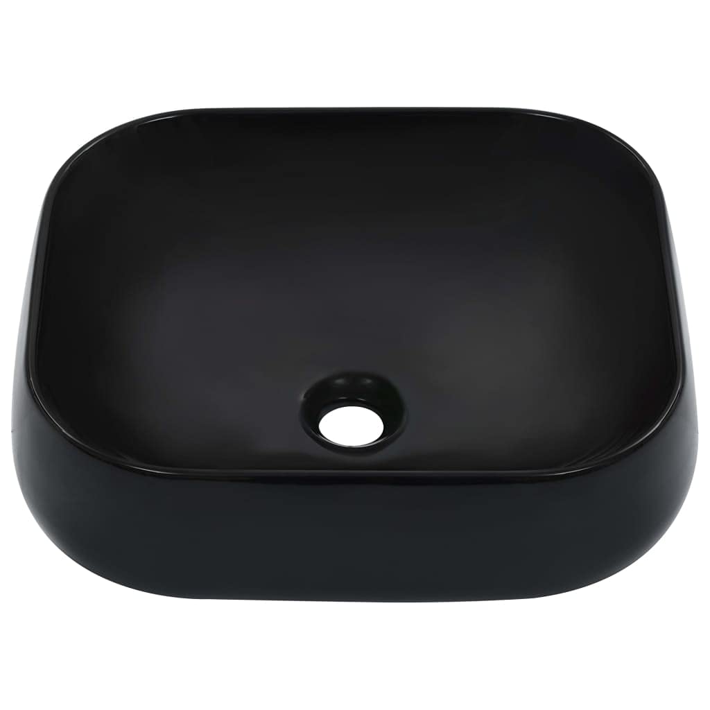 vidaXL Lavabo Sanitario Baño Servicio Fregadero Piezas de Fontanería Bricolaje Instalación Decoración Aseo Grifería 44,5x39,5x14,5 cm Cerámica Negro