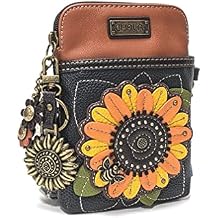 CHALA Group Chala Handbags Sunflower Cellphone Crossbody Handbag for Flower Lovers Gift Sunflower Handbag and Metal Sunflower Keyfob Combo