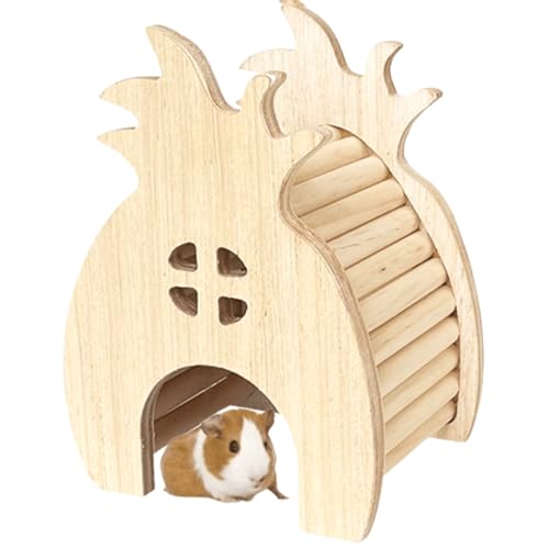 Casa esconderijo de madeira para hamster, madeira natural, ratos para animais de estimação, escalada