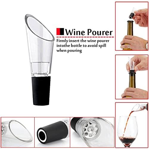 NewZexi Wine Opener 4Pcs Set, Air Pressure Wine Corkscrew Bottle Opener + Wine Pourer + Vacuum Stopper + Foil Cutter, Wine Accessory Kit