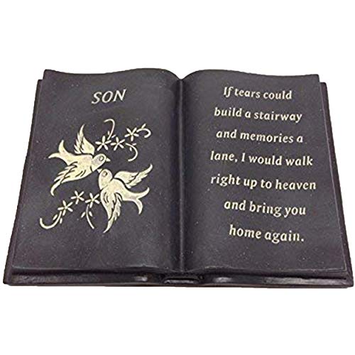 Son Slate Grey Memorial Book – Dove & Diamante Detail – Grave Plaque Ornament Tribute