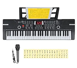 Hricane Kids Piano Keyboard, 61 Keys Beginner Electronic Keyboard Portable Digital Music Keyboard, Early Education Music Instrument with Microphone & Music Sheet Stand, Gift for Boy Girl