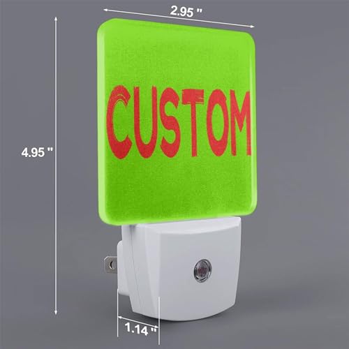 Image of Personalized LED Plug-in Night Light 2-Pack with Pictures Text Logo, Custom Photo Auto Sensor Nightlights Set of 2 for Bedroom Bathroom Hallway Decor Gifts