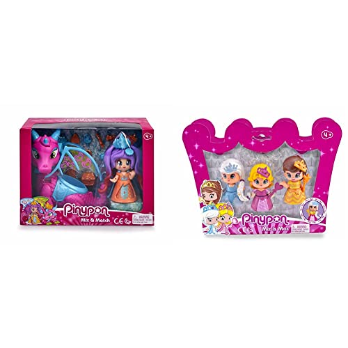 Pinypon- Reina y Dragón Volador a Partir de 4 años + Pack de 3 Princesas (Famosa 700014094)