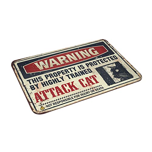 Tapis de bain Warning Attack Cat 65x90 cm humour chat - 4
