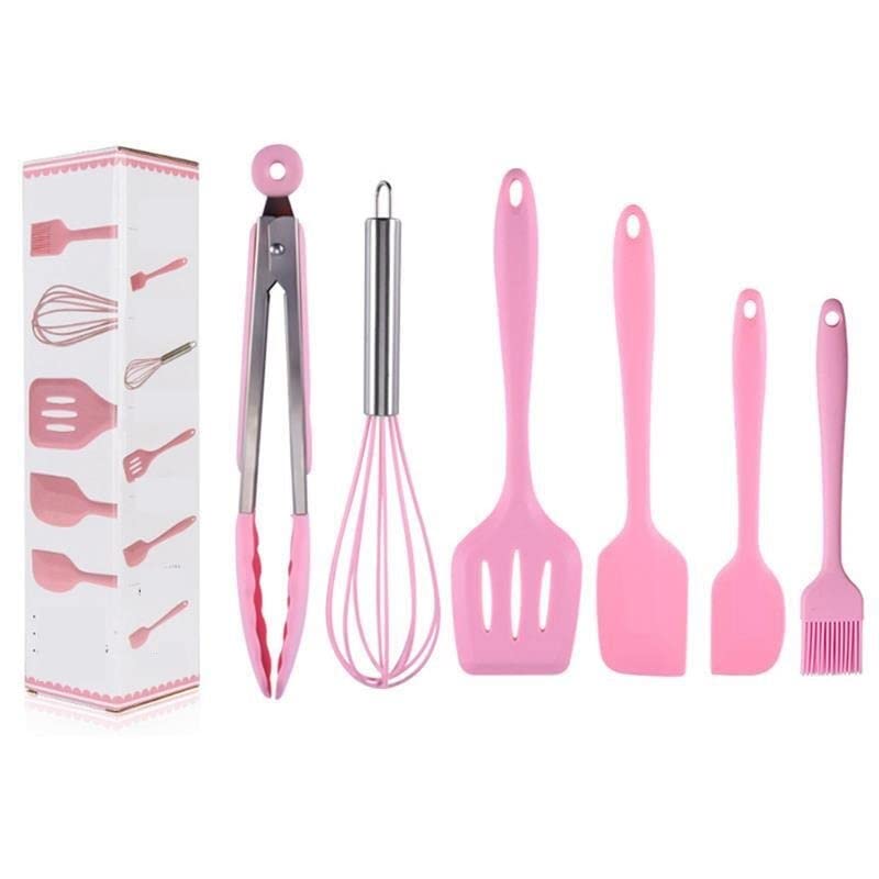 Ensemble d'ustensiles de cuisine en silicone et manche en acier inoxydable durable