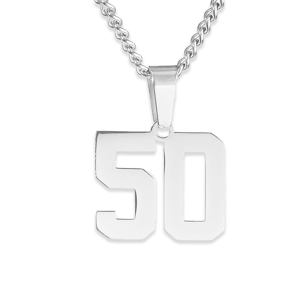 Custom Number Necklace - Stainless Steel Sports Chains - Personalized Jersey Number Necklaces for Men and Women Athletes - Stainless Steel Baseball/