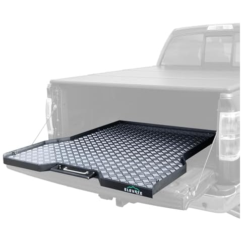ELEVATE OUTDOOR Slide-Out Truck Bed Tray - 980 lb. Cap - Easy Access to Tools, Equipment, Gear in Bed - Over 50" Wide Cover