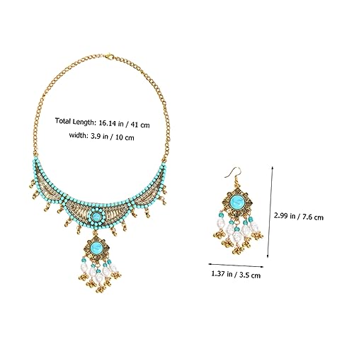 Joyas de moda de perlas collar y pendientes étnicos para mujer 5