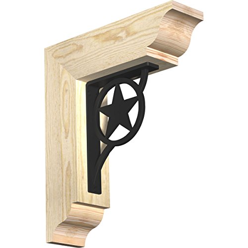 4"W x 15 1/2"D x 18"H Austin Traditional Ironcrest Rough Sawn Bracket, Douglas Fir (1 1/2"W x 7 1/2"D x 10"H Iron Bracket)