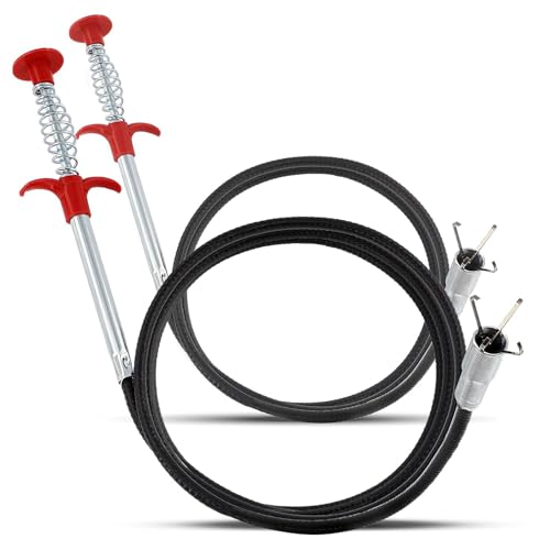 GVPOELR Drain Pliers, Pack of 2 Drain Cleaner Spiral Retractable, Bendable Drain Pliers, Claw Gripper Drain Spiral, Claw Gripper, Four Prong Handle, for Drains, Sink