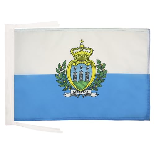 AZ FLAG - Drapeau Saint Marin - 45x30 cm - Pavillon Saint-Marinais 100% Polyester Avec Deux Cordelettes - 20g