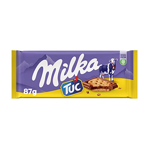 Milka TUC, Tableta de Chocolate con Leche de los Alpes Cubierta con Galletas TUC, 87 g