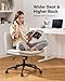 Marsail Armless-Office Desk Chair with Wheels: PU Leather Cross Legged Wide Chair,Comfortable Adjustable Swivel Task Chairs for Home,Office,Make Up,Small Space,Bed Room(Light Beige)