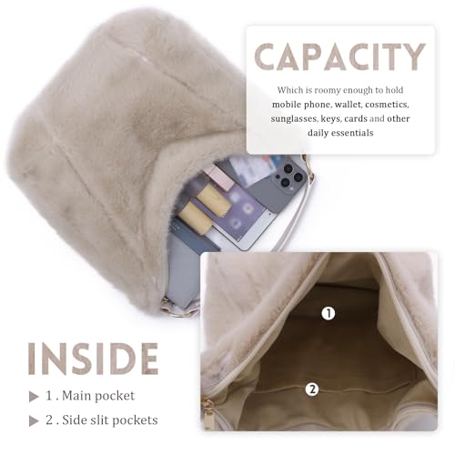 Bolso de hombro de felpa para mujer suave invierno miniatura 6