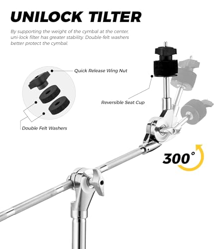 Support de cymbale droit double renfort de 4 kg réglable avec accessoires de transport - 7