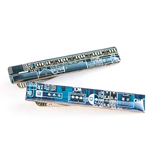 Circuit Board Tie Clip, unique gift for computer geek (Blue)