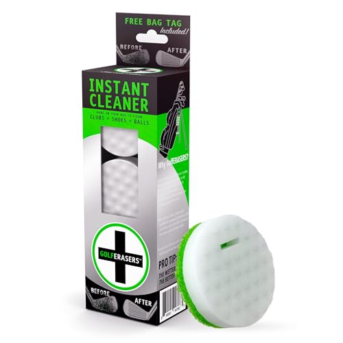 GolfERASERS Instant Golf Eraser with Bag Tether, Premium Dual-Sided Sponge for Cleaning Clubs, Shoes...