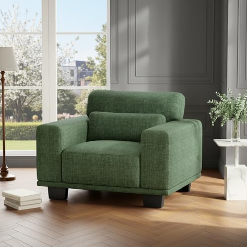 Image of AMADA HOMEFURNISHING 40 inch Living Room Chairs,Reading Chair，Accent Chair,Small Sofa Couch for Bedroom，Oversize Mid-Century Armchair with Deep Seat，Comfy Sofa,Olive Green