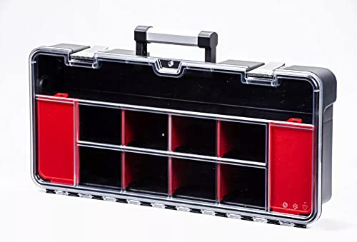 Vertical Parts Organizer Box  Deep Storage Container with 14 Compartments & 6 Removable Dividers  Heavy-Duty Shelf Unit for Hardware, Plumbing, Electrical, or Craft Supplies
