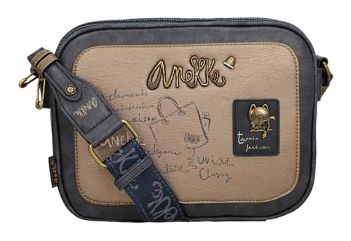 Sac bandoulière Anekke bleu marine doté de trois compartiments de rangement zippés