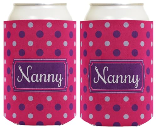 Mother's Day Gift for Nanny Cute Polka Dot 2 Pack Can Coolie Drink Coolers Coolies