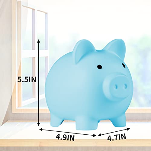 2 Pack Cute Piggy Bank, Unbreakable Plastic Money Banks, Coin Bank For Girls And Boys, Gifts And Presents For Birthday, Christmas, New Year (Pink, Blue) #TOP2