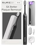 SURI 2.0 NEW Sonic Electric Toothbrush | Pressure Sensor & UV-Cleaning Travel Case | 1 Month+ Battery | Designed in London | Electric Toothbrush for Adults | Travel Toothbrushes | Tooth Brush | Black