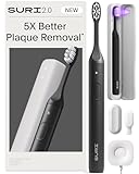 SURI 2.0 New Sonic Electric Toothbrush | Pressure Sensor & UV-Cleaning Travel Case | 1 Month+ Battery | Designed in London | Electric Toothbrush for Adults | Travel Toothbrushes | Tooth Brush | Black