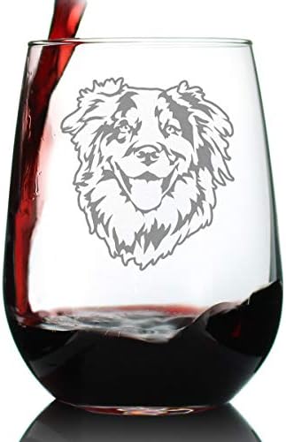 Australian Shepherd Face Stemless Wine Glass - Cute Dog Themed Decor and Gifts for Moms & Dads of Aussies - Large 17 Oz