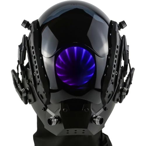 foymi Punk LED Mask With infinity mirror lights Helmet Futuristic Mask Techwear mask Cosplay Costume for Adult