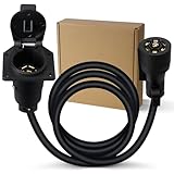 Pagaloce 7 Way Trailer Plug Socket Extension Cord 8ft, Heavy Duty 7 Pin RV Plug Connector, Pure Copper 7 Blade Trailer Wiring Connector Cable for Towing Car