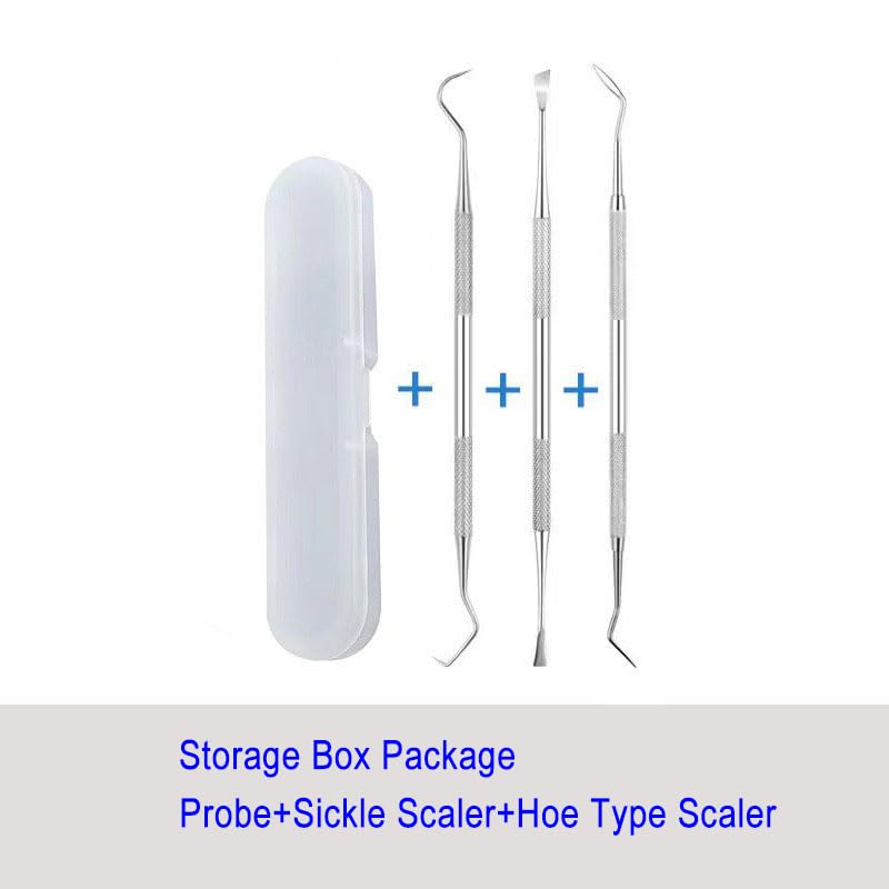 FREWIK Pet Dog Cat Teeth Tartar Plaque Remover Stainless Steel Double Headed Scaler Scraper Dental Tooth Cleaning Tools Oral Care Hygiene Set(3 Pieces Different Shape Silver)