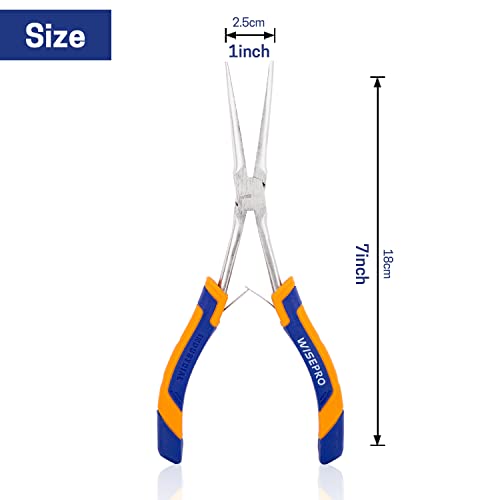 Wisepro Mini Long Reach Pliers, 7 Inches Micro Extra Long Needle Nose Pliers, For Gripping, Holding #TOP1