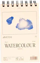 Hartem - Papel aquarela | Bloco de arame com 20 folhas | Peso de 300 g/m2 | Tamanho A6 (14,8 x 10,5 cm) - Papel de artista para adultos e estudantes - aquarelas, mídia mista, marcadores e diário de