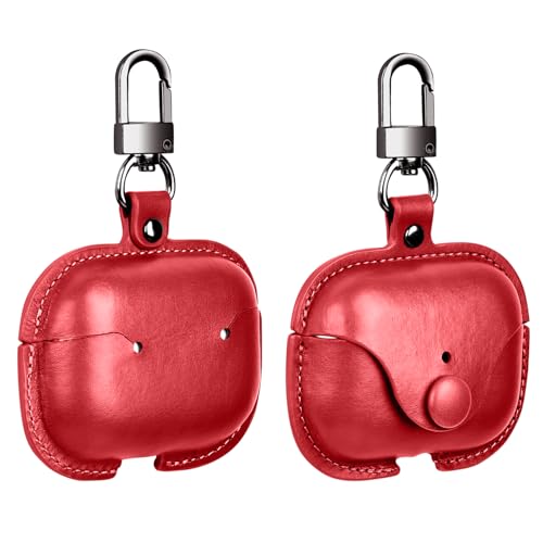 Image of Case Cover for Apple AirPods 3 | Premium Leather Case with Carabiner | Only for Apple Airpods | Red