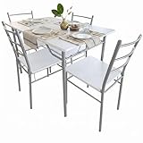 Miroytengo Juego de Mesa y 4 Sillas Cocina, Melamina Color Blanco y Gris