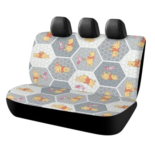 くまのプーさん (1) カーシートカバー 車シートカバー 後部座席用 シート保護 おしゃれ カー用品 軽/普通車 汎用 後席クッションカバー 人気 キャラクター 四季通用 Y157