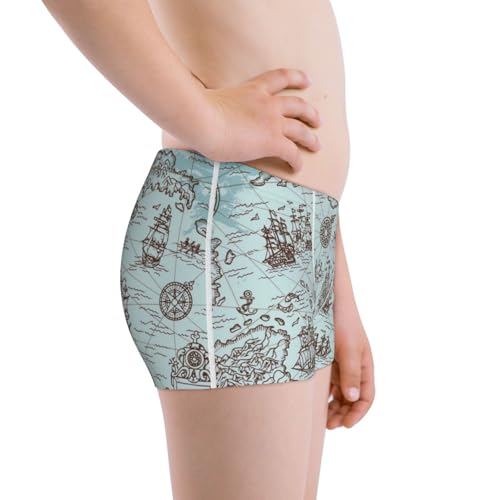 Boys' Cotton Boxer Brief Soft Underwear-Pirate Adventure Map2