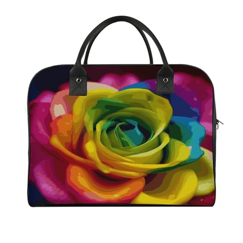Bolso Tote Rainbow Flower con cierre y correa ajustable miniatura 1