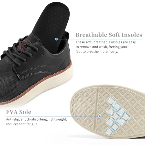Men's Dress Sneakers Lightweight Casual Business Formal Oxfords Shoes Black