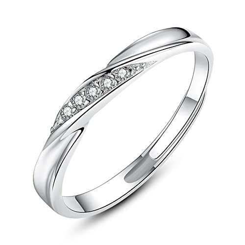 [Rockyu] リング フリーサイズ レディース シルバー 人気 結婚指輪 ペア ダイヤ ジルコニアリング おしゃれ カップル風 純銀製指輪 恋人 人気 ギフト 個別販売 - Rockyu - 商品画像