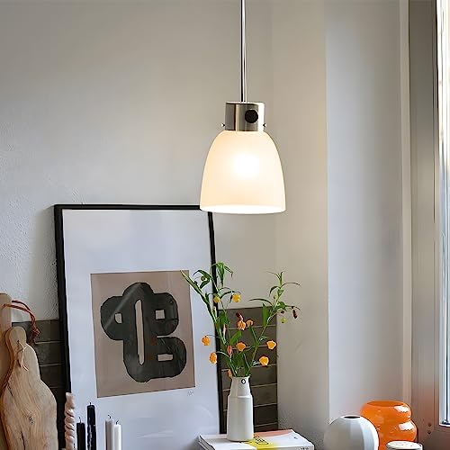 Image of 3-Pack White Frosted Glass Shade Replacements, Ceiling Fan Light Covers Glass Globes Lampshades for Chandelier Vanity Lights Wall Sconces Pendant Light, 1.61 inch Fitter Size, 5 inch high x 4.7 inch diameter