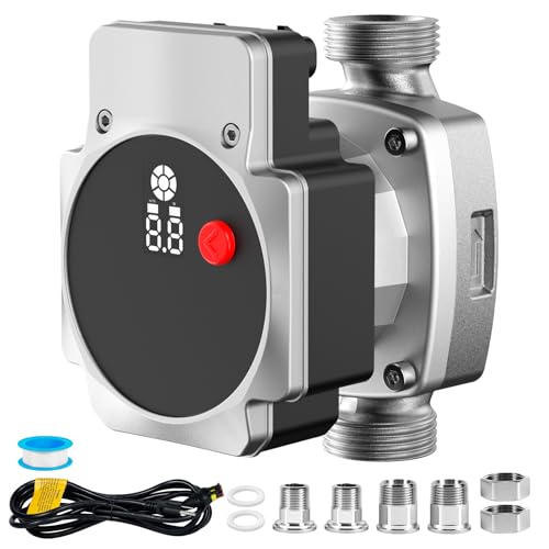 WASSERMANN 115V 30W Smart ECM Circulator Pump with 3 Control Modes High Efficiency Circulator Pump for Tank Water Heaters/Domestic Hot Water Recirculating System 1 3/4 1/2NPT Adapter