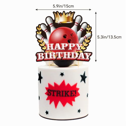 Foto von Bowling Geburtstag Dekorationen - Happy Birthday Banner, Kuchen Topper, Cupcake Toppers, Ballons für Thema Party Zubehör