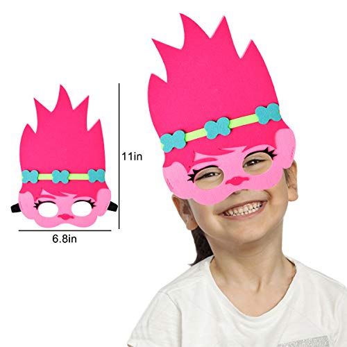 12 Pieces Felt Cartoon Face Masks For Trolls Party Supplies