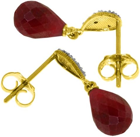 14k Solid Gold Ruby Drop Earrings - Image 2