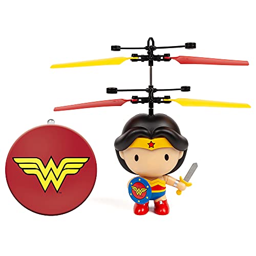 World Tech Toys - DC Comics Justice League Wonder Woman Flying Action Figure, Rechargeable RC Helicopter Flying Toy, Motion Sensor Mini Drone for Kids, Infrared Technology UFO Helicopter (3.5)