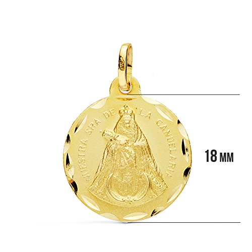 Medalla Candelaria 18 mm oro 18K personalizable con grabado Medalla Candelaria 18 mm oro 18K personalizable con grabado