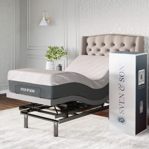 Sven & Son Platinum Series Adjustable Bed Base + 12" Premium Memory Foam Mattress, Platform Frame Compatible, Lumbar Support, Usb Ports, Zero Gravity, Dual Massage, Wireless Remote - Twin Xl #TOP7